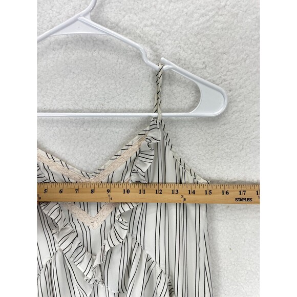 Rebecca Minkoff Ruffle Tiered Dress Women’s Size 0 White Striped Eyelet - Picture 4 of 9